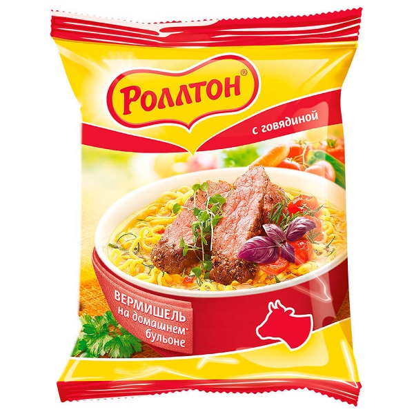 Вермишель Роллтон б/п говядина 60г