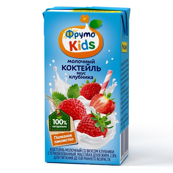 Коктейль молочный ФрутоKids 0,2л клубника