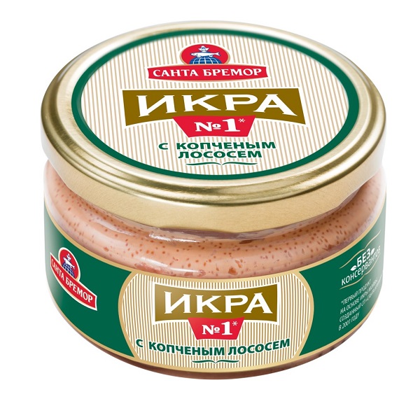 Икра мойвы Санта Бремор С копченым лососем деликатесная №1 180гр