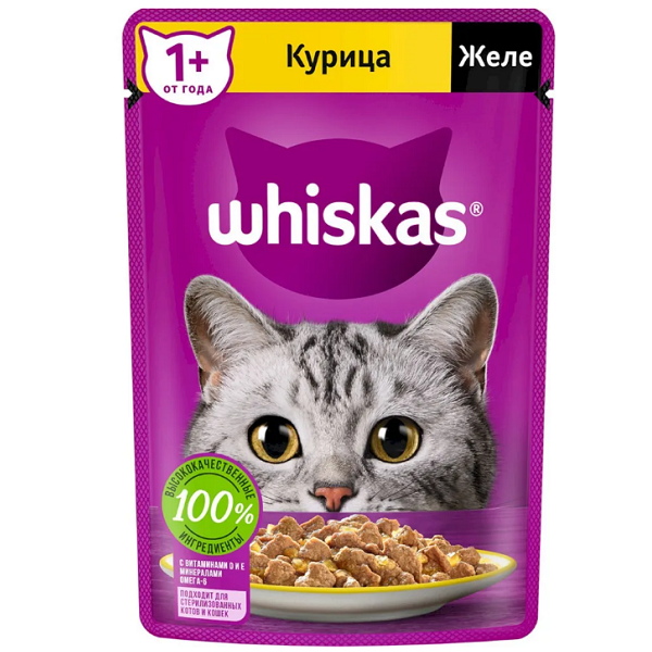 Корм Whiskas курица в желе 75гр