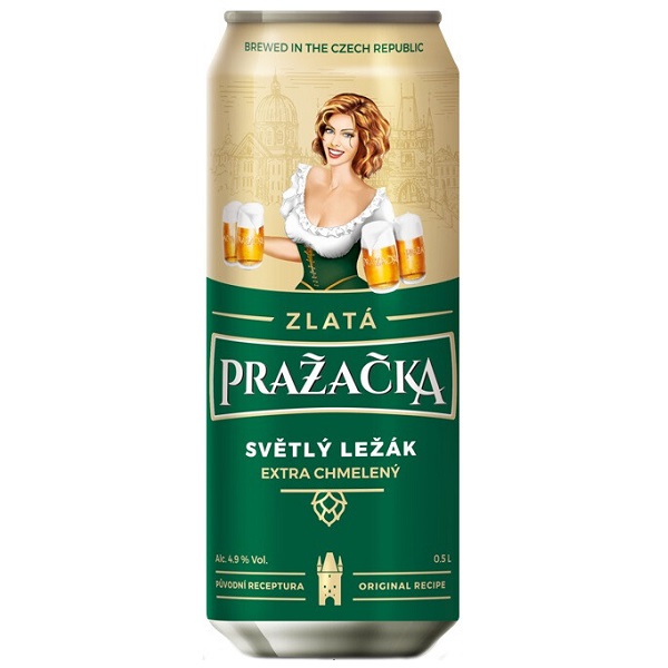 Пиво Prazacka Zlata (Пражечка Злата) светлое пастеризованное 4,9% 0,5л ж/б