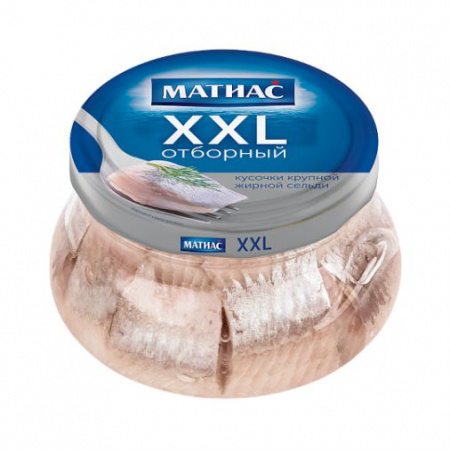 Сельдь филе-кусочки Матиас XXL отборный в масле 260гр