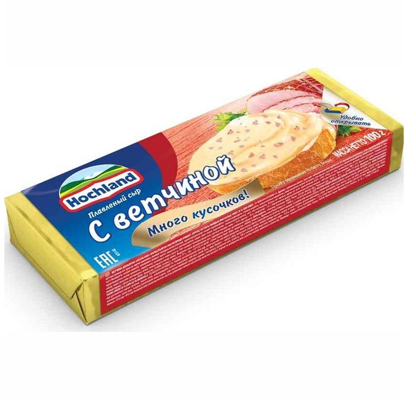 Сыр Хохланд плавленный Ветчина блок 100гр