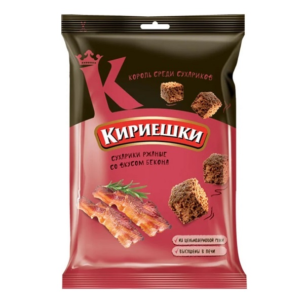 Сухарики Кириешки 100гр ржаные соленые бекон