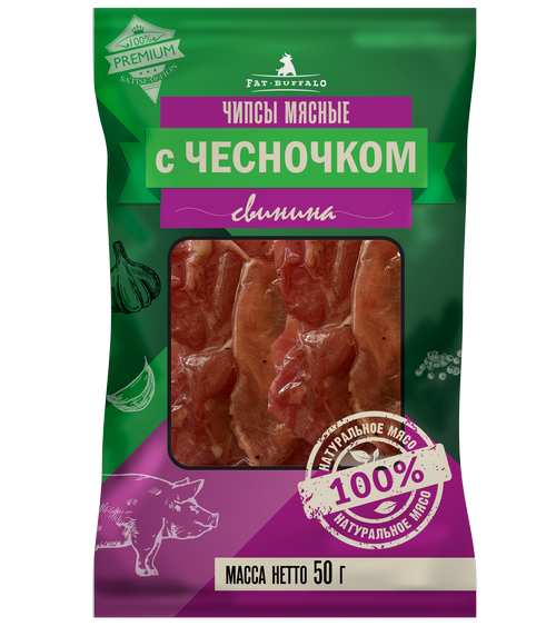 Чипсы мясные Fat Buffalo с Чесноком из свинины 50 гр