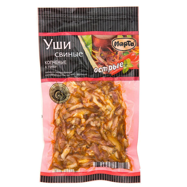 Уши свиные Марти к пиву острые в/у 100гр