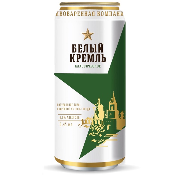 Пиво Белый Кремль Классическое светлое пастеризованное ж/б