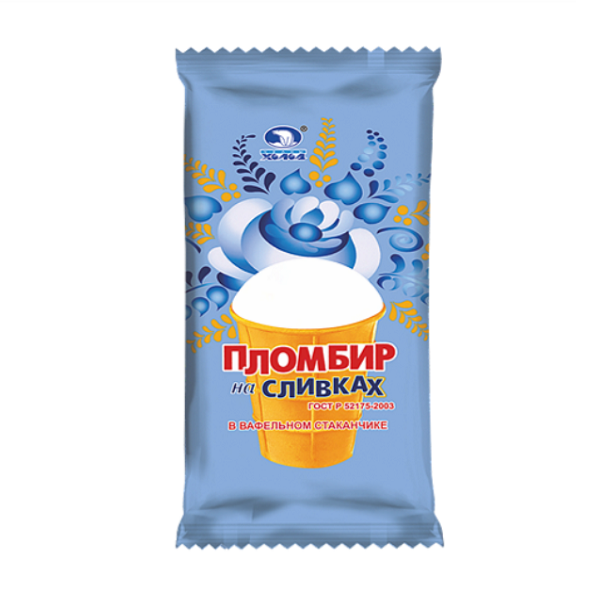 Мороженое Пломбир на сливках 75гр Пломбир в вафельном стаканчике БЗМЖ