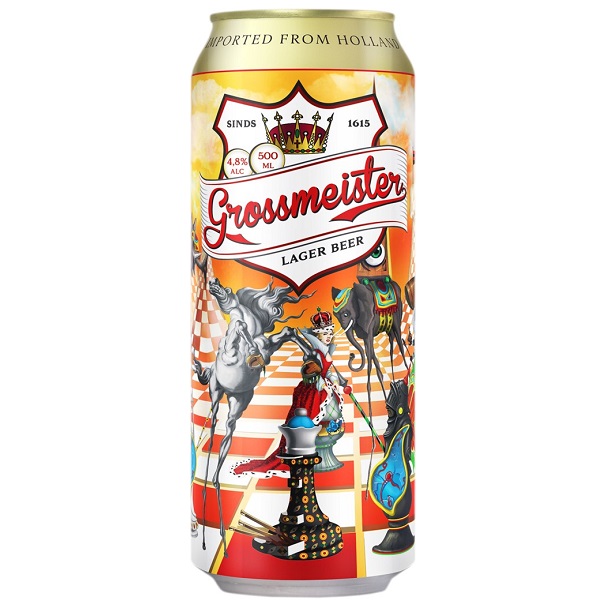 Пиво Grossmeister (Гроссмейстер) светлое пастеризованное 4,8% 0,5л ж/б