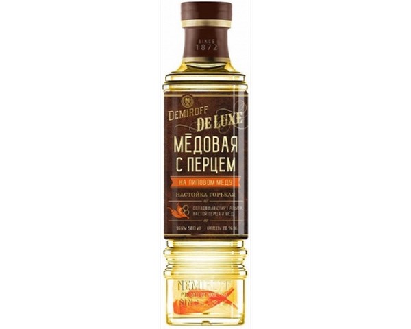 Настойка Demiroff De Luxe медовая с перцем на липовом меду горькая 40% 0,5л
