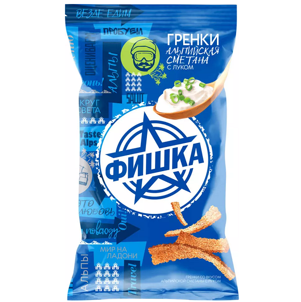 Гренки Фишка 120гр Альпийская сметана и лук