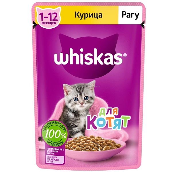 Корм Whiskas для котят курица рагу 75гр