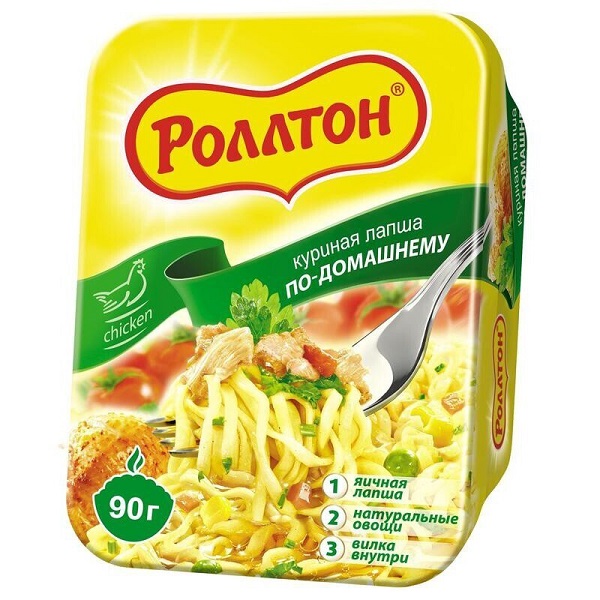 Лапша Роллтон б/п яичная куриная лоток 90гр