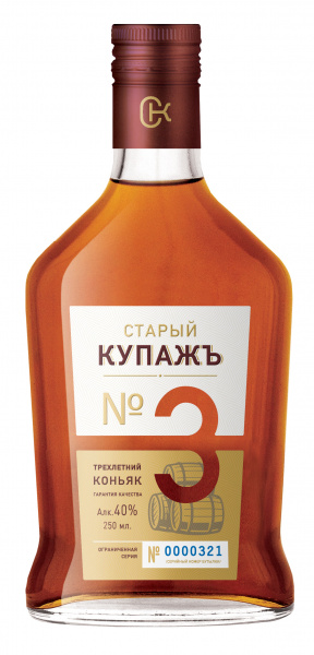 Коньяк Старый Купаж №3 трехлетний ординарный 40% 0,25л