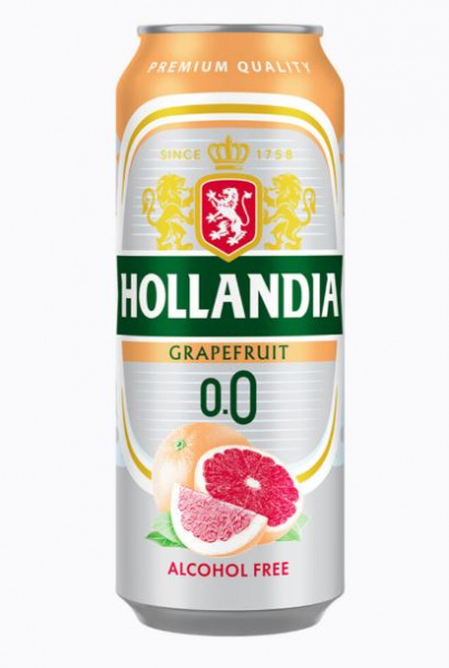 Пиво Hollandia (Голландия) грейпфрут безалкогольное 0,45л ж/б