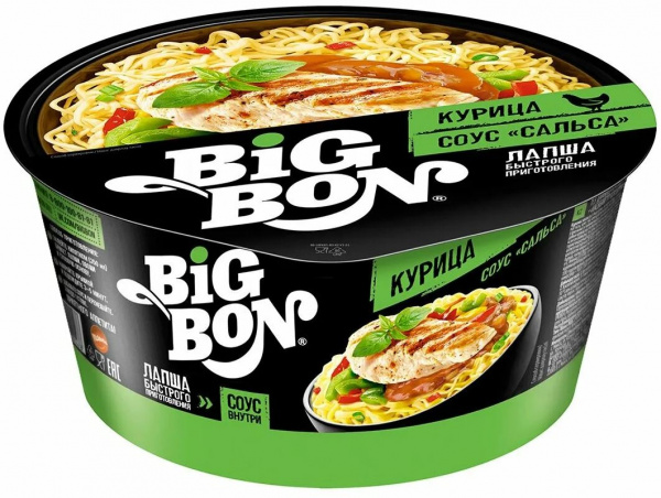 Лапша Big Bon курица и соус сальса 85гр