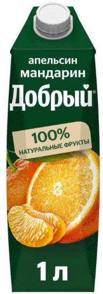 Напиток сокосодержащий Добрый 1л Апельсин Мандарин