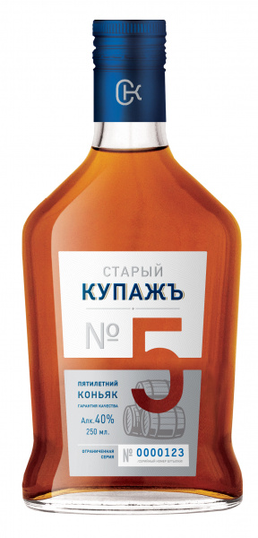 Коньяк Старый купаж №5 пятилетний ординарный 40% 0,25л