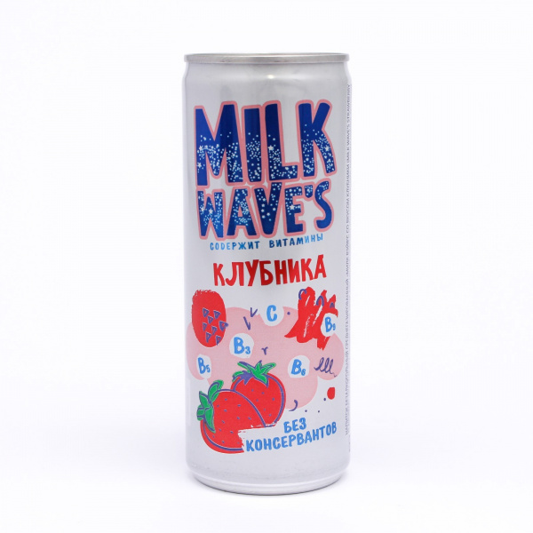 Напиток Милк Вэйв`с со вкусом клубники 0,33л ж/б