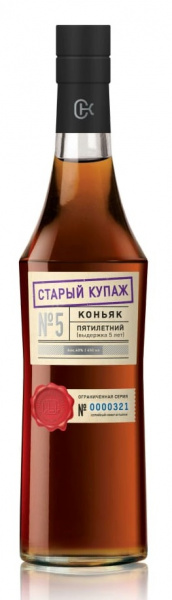 Коньяк Старый купаж №5 пятилетний ординарный 40% 0,45л