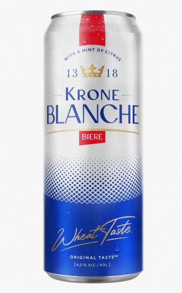 Напиток пивной Krone Blanche Biere (Крон Бланш Бир) 4,5% 0,45л ж/б