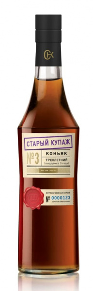 Коньяк Старый Купаж №3 трехлетний ординарный 40% 0,45л