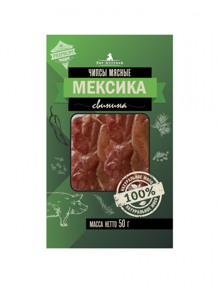 Чипсы мясные Fat Buffalo Мексика из свинины 50 гр